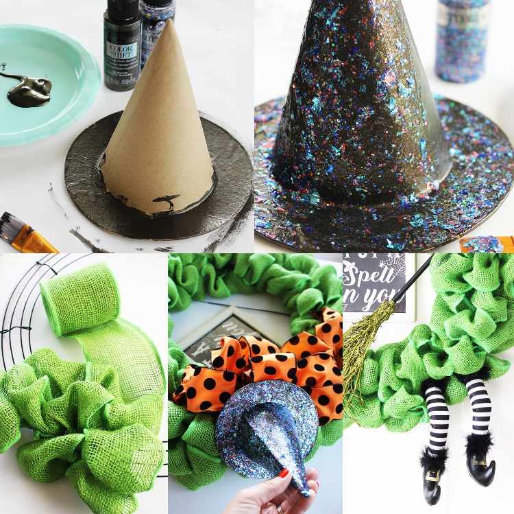 Čarodejnica urobí dverný veniec na Halloween s deťmi