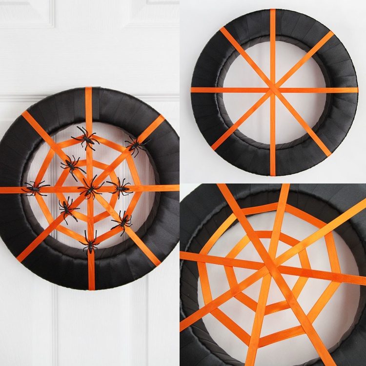 Dekorácia dverí na pavučine pre halloweensky návod