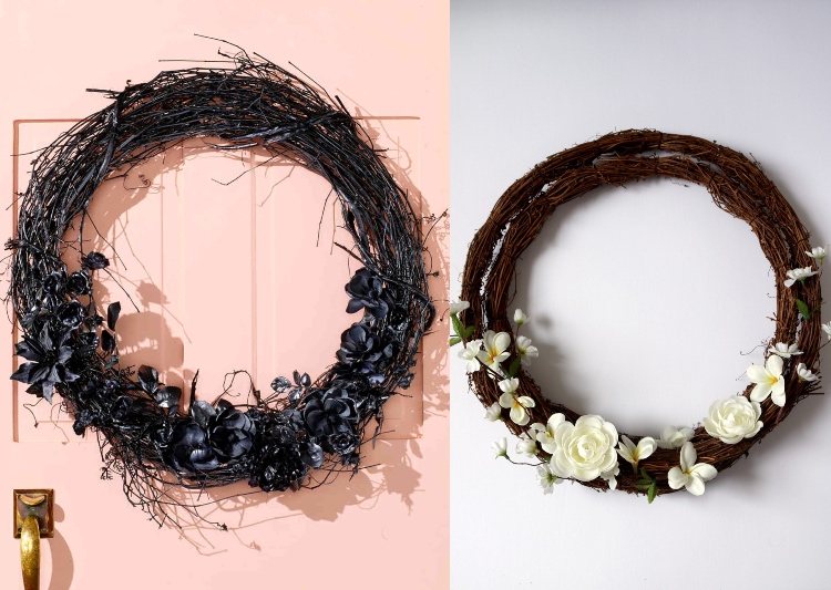 Vyrobte si svoj vlastný halloweensky veniec na dvere zo suchých kvetov
