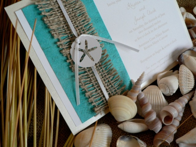 Svadobné oznámenia ručne vyrobený ľanový textilný hviezdicový vzor Muchel