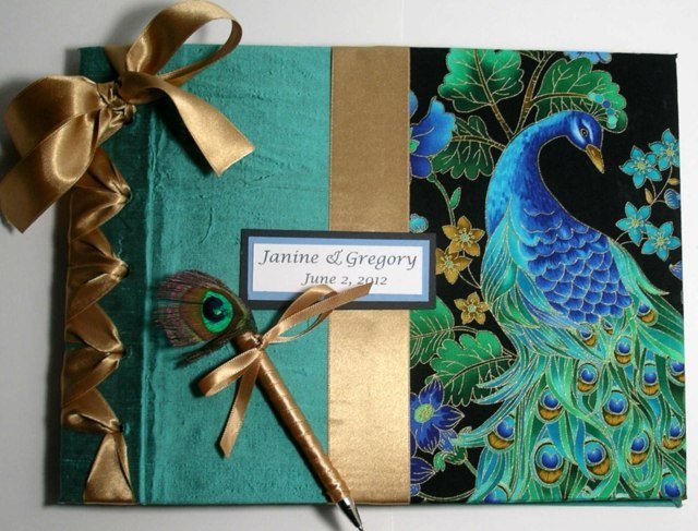 Look páv tlač zlatá tyrkysová modrá zelená