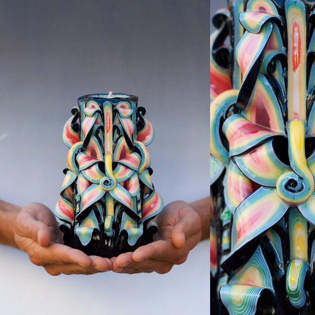 ručne vyrábané-vyrezávané-sviečky-dekorácie-nápady-nápadité-farebné-kombinácie