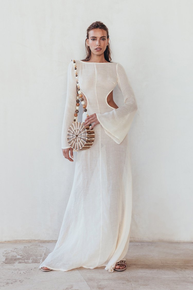 Kabelky z dreva Maxi šaty Cult Gaia transparentné biele leto