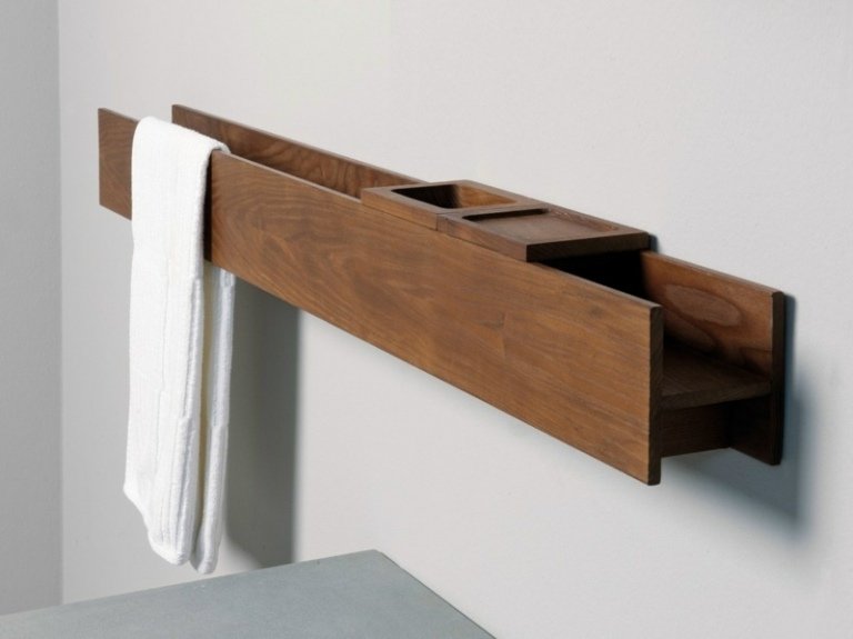 držiak na uterák drevo moderná inšpirácia stena termotrattato