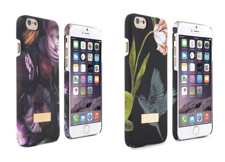 robustná tvrdá škrupina s elegantnou potlačou od Teda Bakera obal na mobilný telefón-nový-iphone7-tvrdý kryt-čierna-kvetinová optika