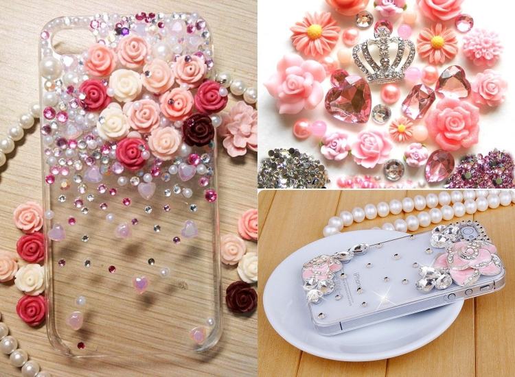 obal na mobilný telefón-dizajn-kamienky-kvety-dekorácie-nalepte