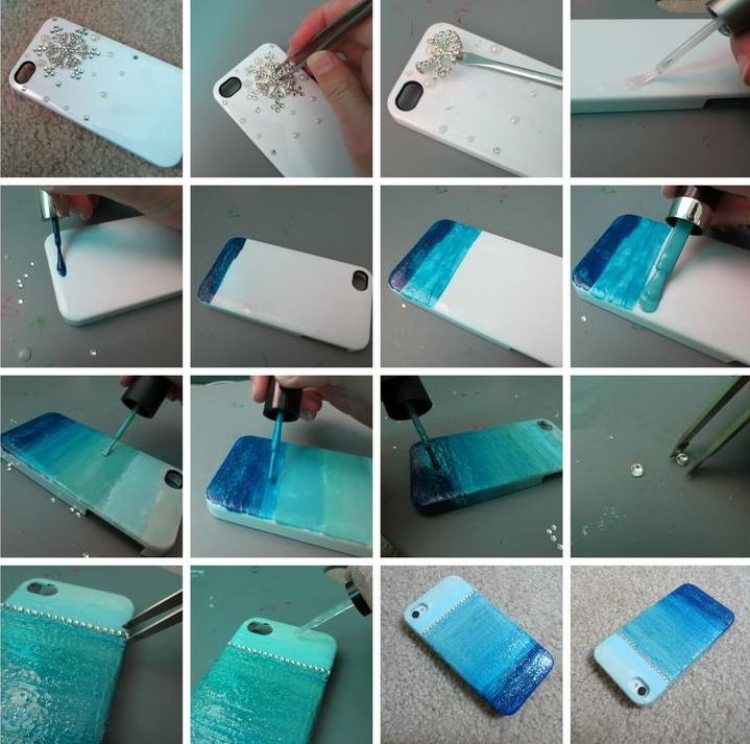 návod na mobilný telefón-obal-dizajn-lak-na nechty-kamienky