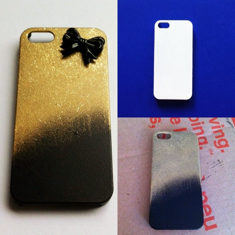mobilný telefón-obal-dizajn-nápady-zlatá-čierna-sprej-slučka-sladká
