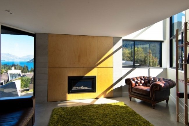 Drevený sporák na dizajn obytných domov Žltý obklad steny dom na ulici Dublin Street