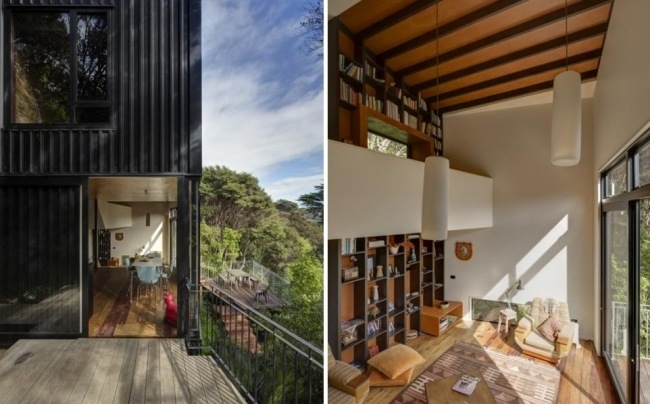 Rodinný dom Nový Zéland-interiérový dizajn tradičné prvky fasáda-kovový stropný dizajn