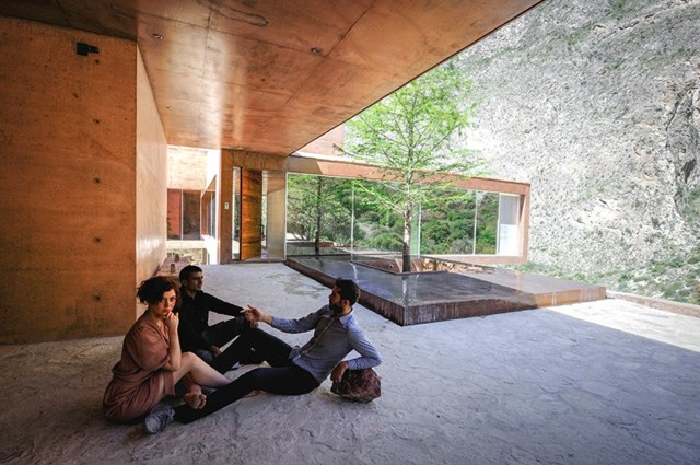 Vonkajšia terasa krásna krajina vysoko Vonkajšia krásna krajina prostredie vysoké pohorie