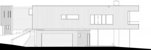 Dom s predným prierezom na pobreží s moderným dizajnom