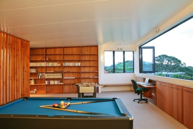 Dom-na pobreží-oceán výhľad na kancelársku výzdobu-drevený policový-nástenný biliardový stôl