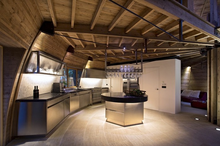 architektúra domu kuchyňa oceľový loft dizajn moderný štýl