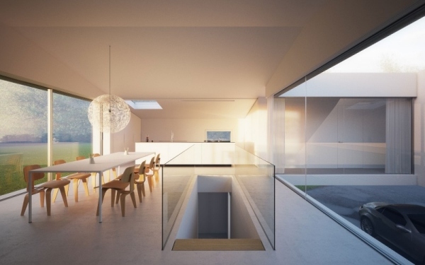 sklenený dom od Hornung a Jacobi moderná jedáleň