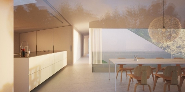 dom zo skla podľa hornungových a Jacobových neutrálnych farebných odtieňov