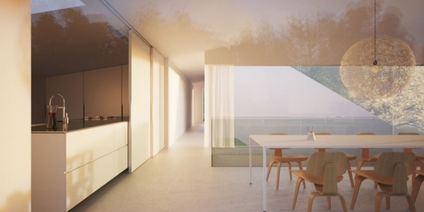 presklený dom od kuchyně s posuvnými dverami Hornung a Jacobi