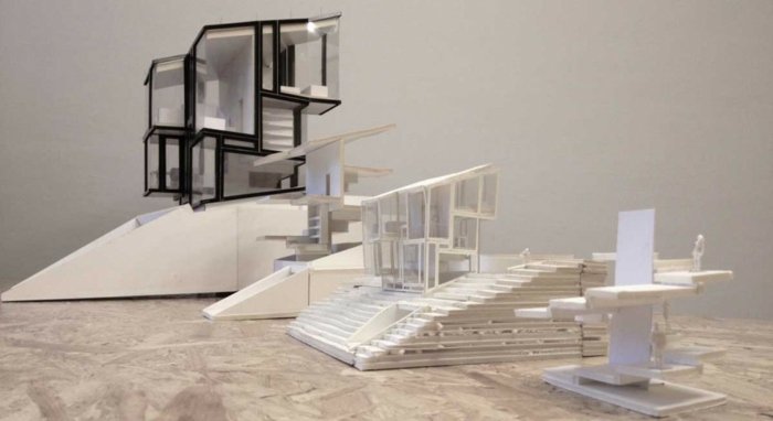 Dizajn domu zo skla - Modely počas plánovania diesldorf design architecture l3p architekti plánovanie modelov