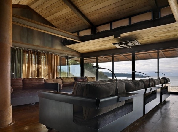 Rozkladacia sedačka do obývačky tmavé vstavané svetlá