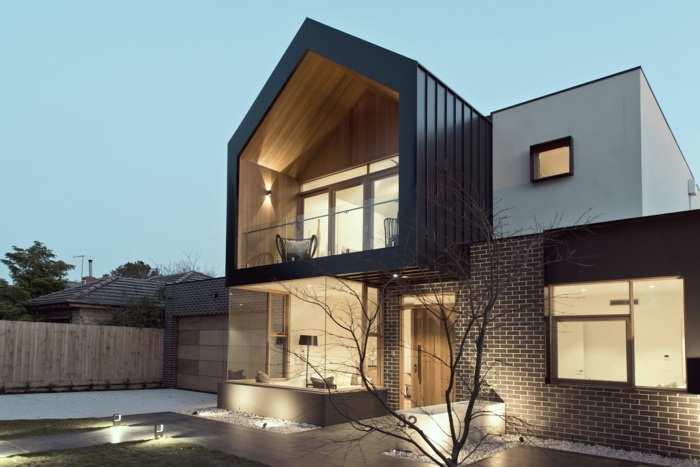 Návrh domu z Melbourne od Alta Architects dizajn domu z melbourne vstupného predného dvora osvetlenie modernej architektúry
