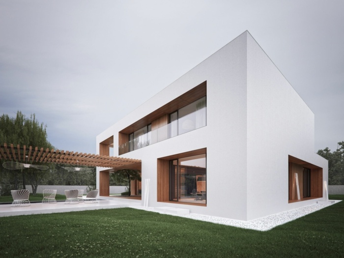 dom v minimalistickom štýle zastrešenie terasy michal nowak
