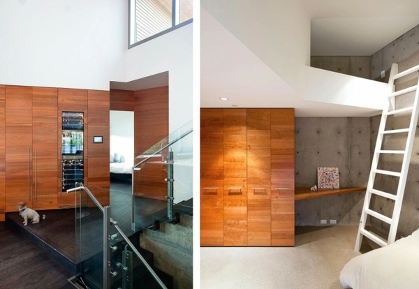 Minimalistický interiér betónovej steny v spálni Minimalistický dekor spálne