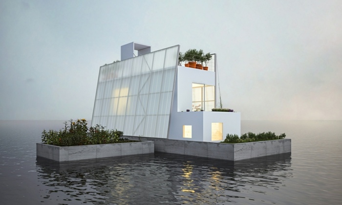 Dom vo vode so záhradou je nápad na montované domy od spoločnosti Carl Turner Architects dom vo vode architektúra carl turner záhradné panely