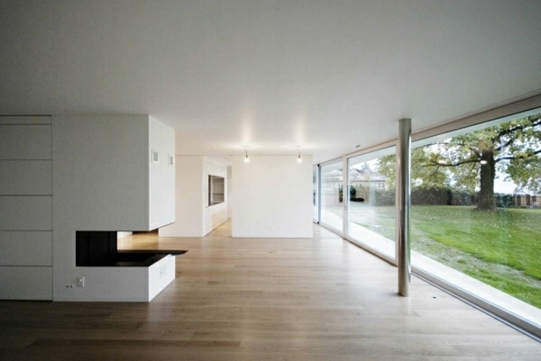 obývacia izba minimalistický interiérový dizajn krb minimalistický interiér - krbová obývačka