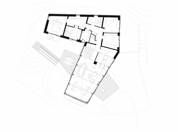 dom-stráň-druhé poschodie-vybudovanie-obývacích priestorov-spálňa-obývačka-pôdorys
