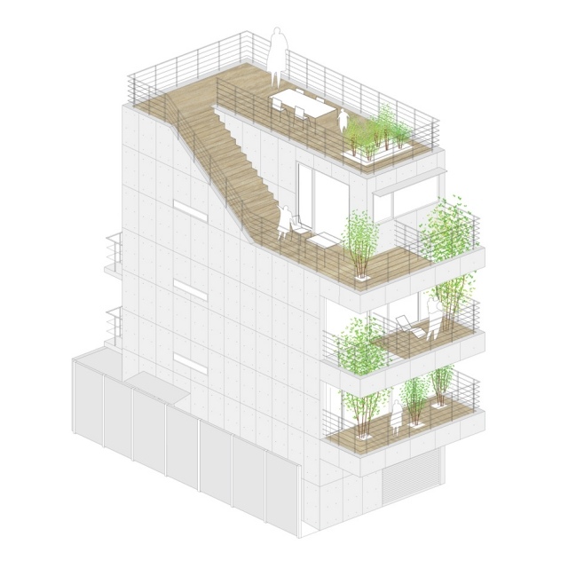 Štvorpodlažný dom modernej konštrukcie strešná terasa železobetónová