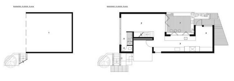 dom s betónovými stenami s udržateľným dizajnom a pôdorysom v minimalistických tvaroch