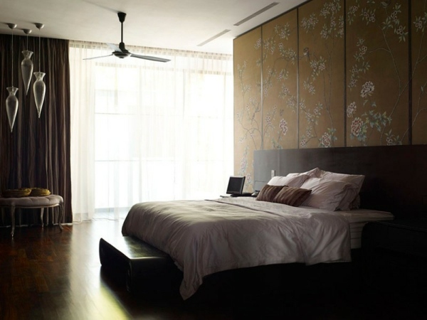 Tapeta s kvetinovým vzorom-ázijský nápad na interiérový dizajn