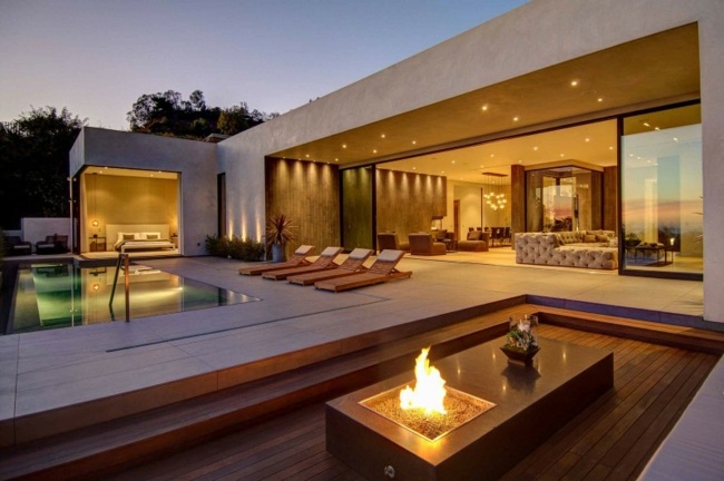 moderná architektúra domov snov luxusná nehnuteľnosť v Los Angeles Dream Home Los Angeles Luxury Estate Fire Pit zadarmo