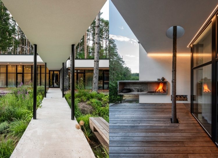 dom so sklenenou prednou terasou krb zdarma