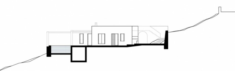 dom s bielou a kamennou fasádou pôdorys bočný grécky vidiecky syros II