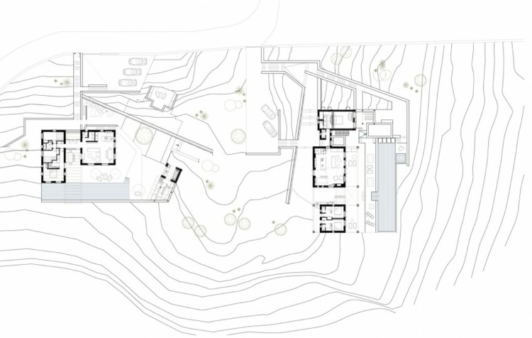 dom s bielou a kamennou fasádou návrh krajiny projekt pôdorysu