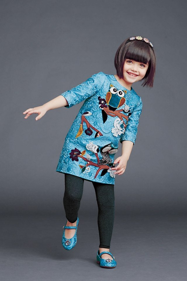 Dievčenská móda pre školský deň-kolekcia d & amp; g-herbt-zima-2015-motívy sovy uhu Oblečenie-dievčatá-školský deň-dolce-a-gabbana-jej-zima-2015-uhu-motív