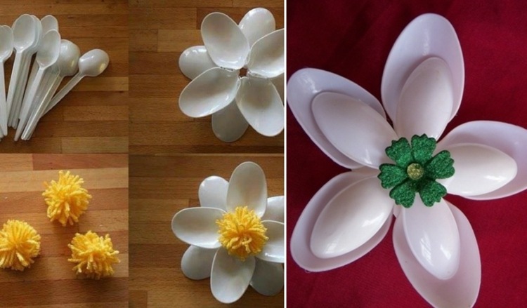 kvetinárstvo-plastová lyžička-inšpirácia-ľahké-drotárstvo-návod-lepidlo-horúce lepidlo