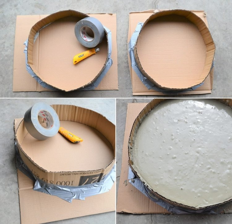 Z betónu vyrobte formy na záhradné kolíky z lepenky a lepiacej pásky