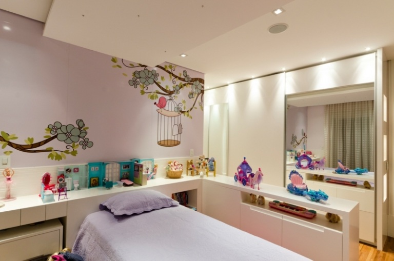 Moderný biely nábytok s orgovánovými stenami detská izba v bielom dievčati nápad moderný nábytok nálepky na stenu strom