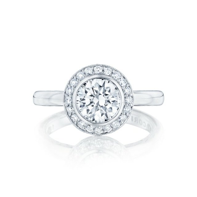 Brilantný prsteň okolo svadby vytvorený z bieleho zlata okrúhla svadobná nevesta zásuvka z bieleho zlata