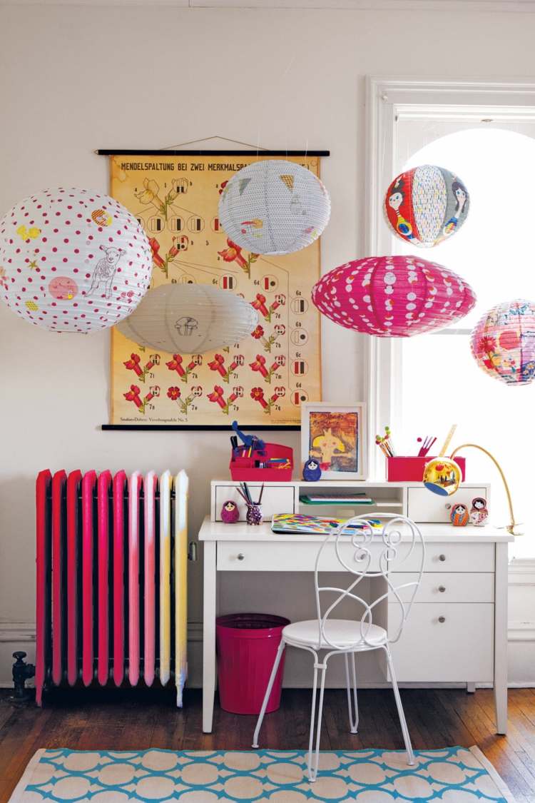 radiátor-farba-ombre-ružovo-žltá-biela-písací stôl-izba-mládeže-dievča