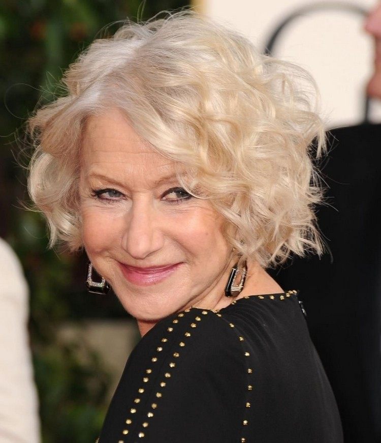 Účesy v štýle Boba s kučerami Helen Mirren