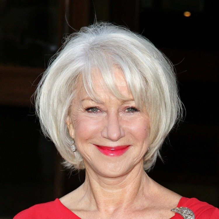 Účesy Helen Mirren 2011 krátky bob s ofinou