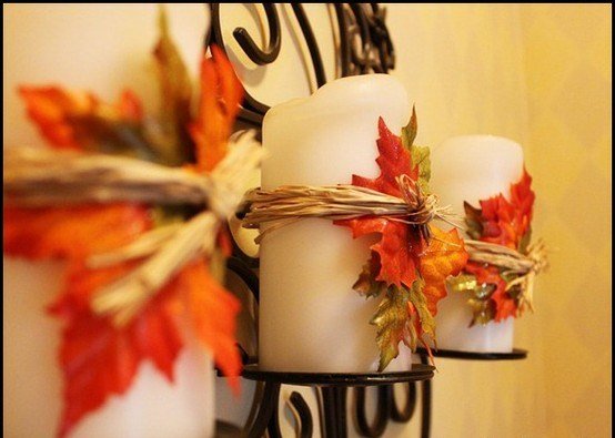 Jesenná dekorácia sviečky