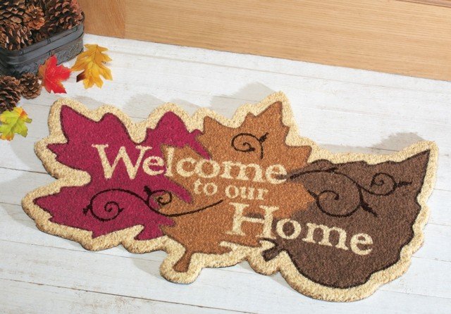 Rohožka ako list s nápisom Autumn Idea Welcome-doormat-in-the-form-of-a-sheet