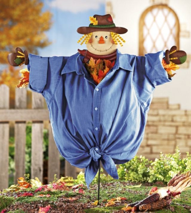 Kovová figúrka oblečená do látkovej vtáčej plachej jesennej dekorácie do záhrady Bird-shy-plug-in-figure-metal-for-the-garden