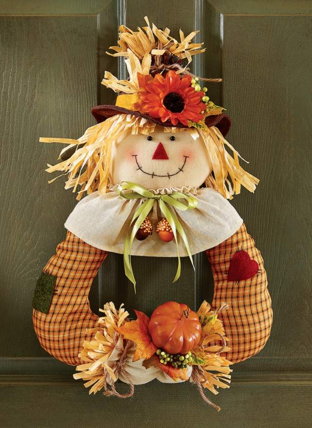 Látková figúrka Volegscheu na dvere ako jesenná dekorácia Dekorácia dverí-jesenné motívy-zlatá žatva-samce