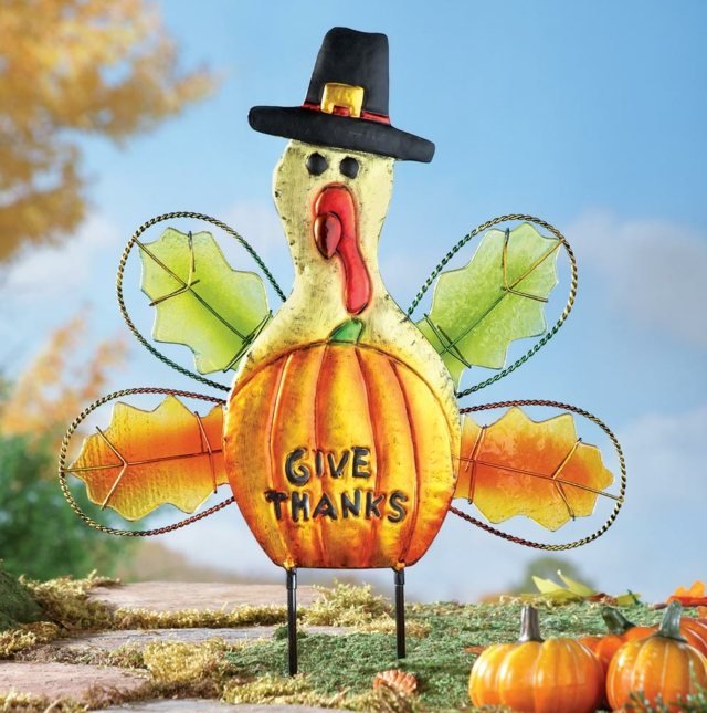 Kovová figúrka pre jesenného moriaka s klobúkom Motívy jesennej dekorácie morčacích tekvíc