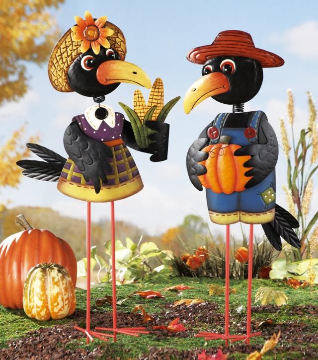 Ravens oblečené kovové zásuvné figúrky Nápady na jeseň Raven-kovové-figúrky-pre-kvetináč